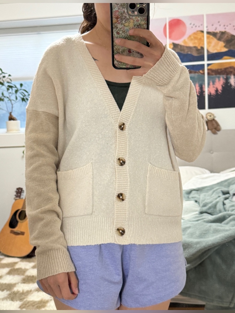 Madewell Color Block Merino Wool Cardigan